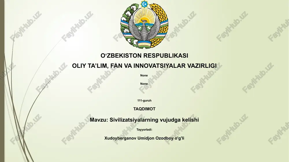 sivilizatsiyalarning vujudga kelishi — PPTX