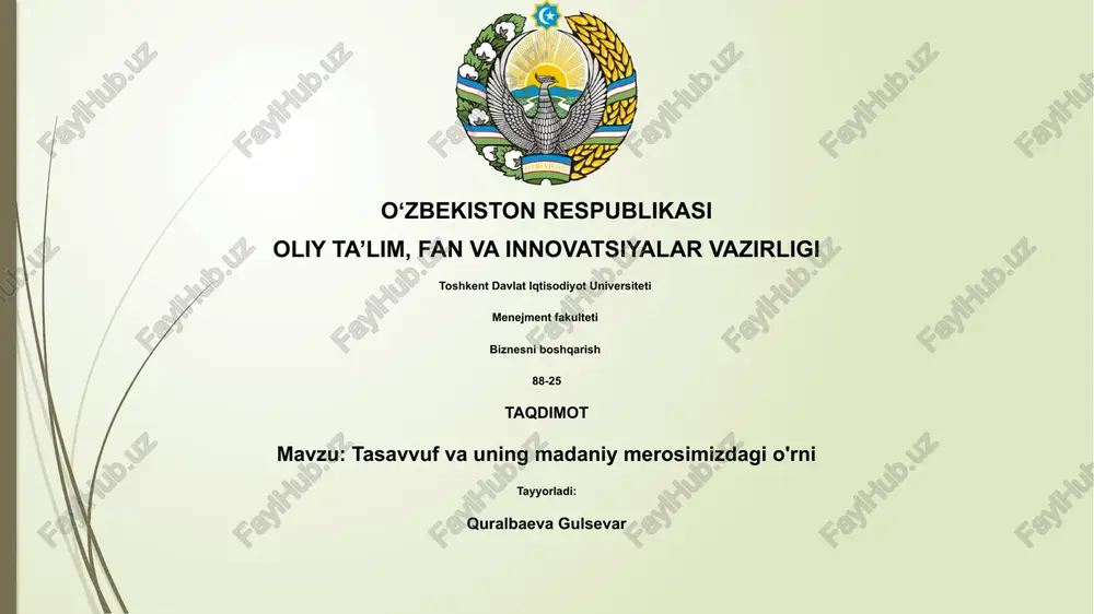 tasavvuf va uning madaniy merosimizdagi o'rni — PPTX