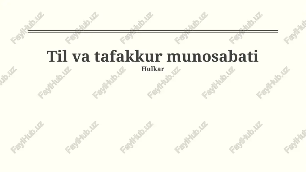 til va tafakkur munosabati — PPTX