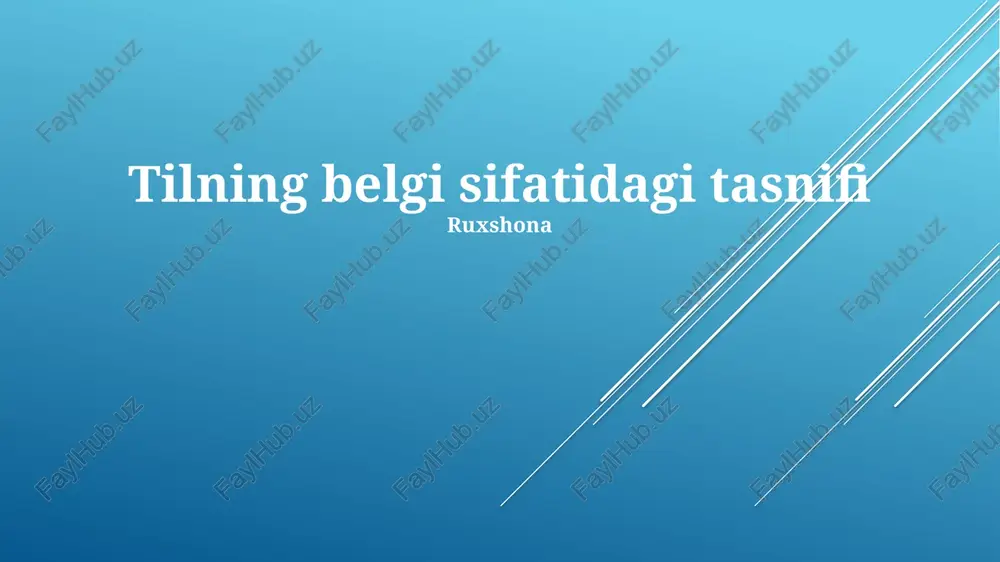 tilning belgi sifatidagi tasnifi — PPTX