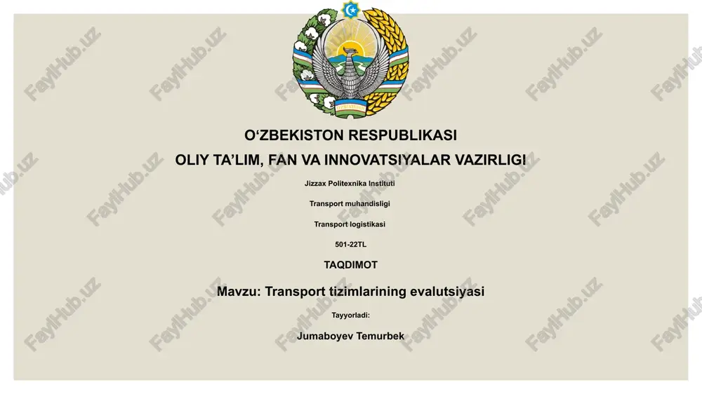 transport tizimlarining evolyutsiyasi — PPTX
