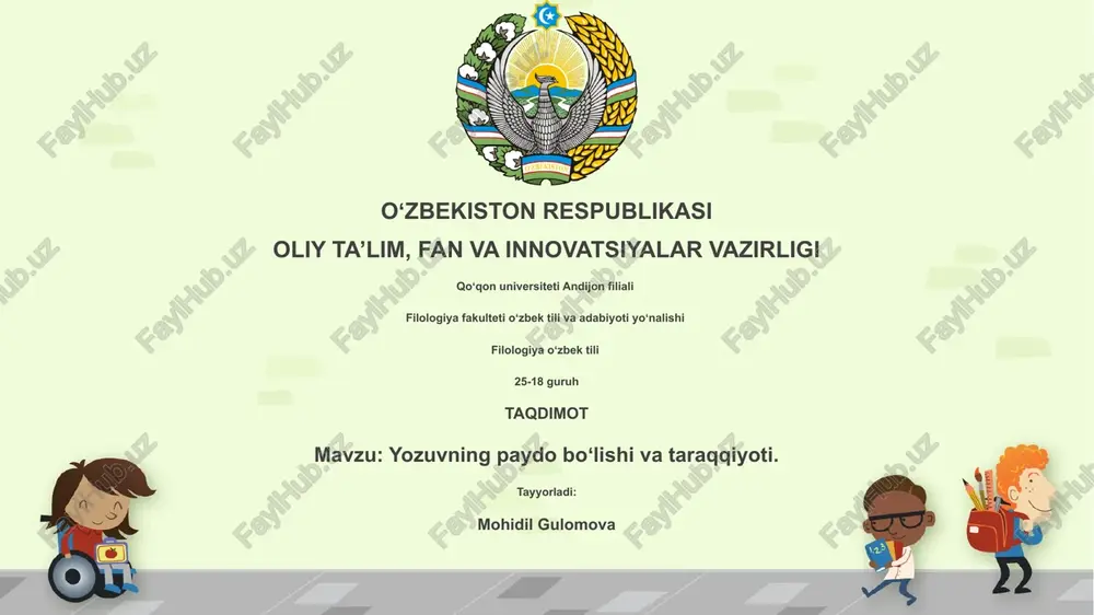 yozuvning paydo bo'lishi va taraqqiyoti — PPTX