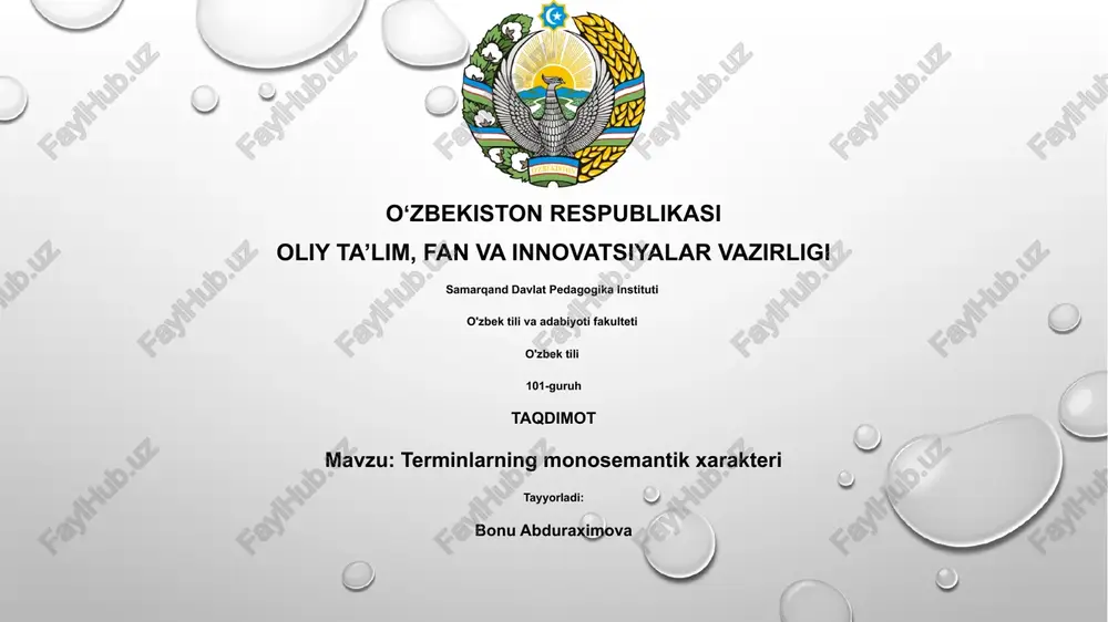 terminlarning monosemantik xarakteri — PPTX