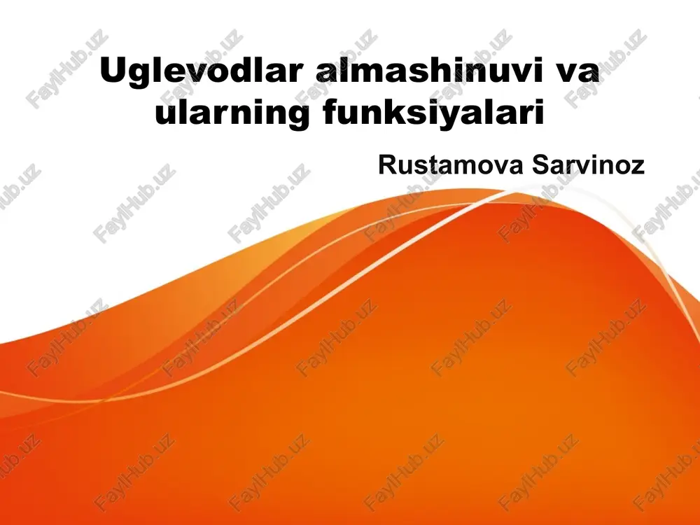 uglevodlar almashinuvi va ularning funksiyalari — PPTX