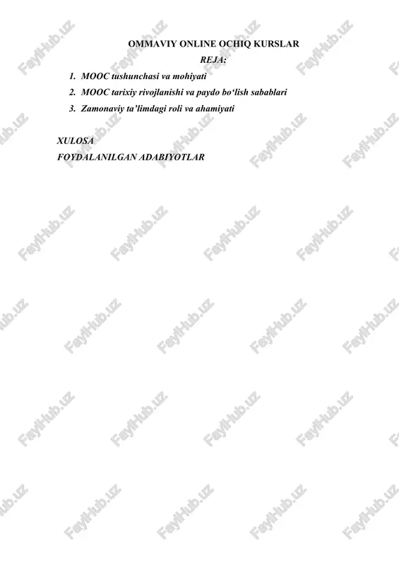 ommaviy online ochiq kurslar — DOCX