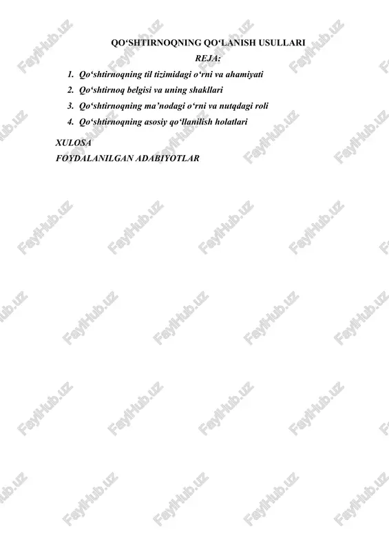 qoʻshtirnoqning qoʻlanish usullari — DOCX
