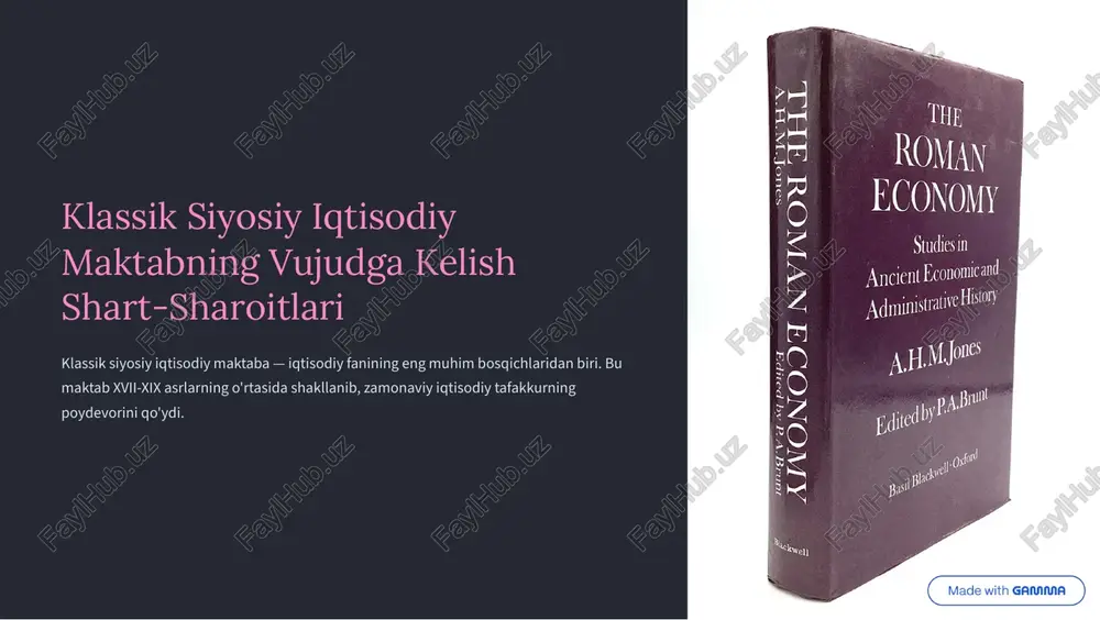 klassik siyosiy iqtisodiy maktab — PDF