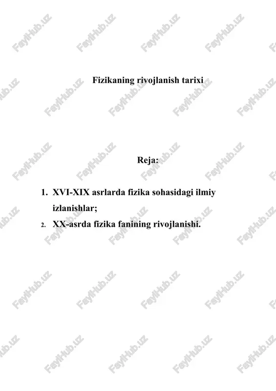 fizikaning rivojlanish tarixi — DOC