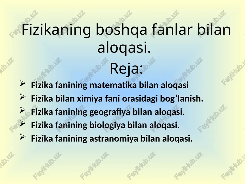 fizika fanining matematika bilan aloqasi — PPTX