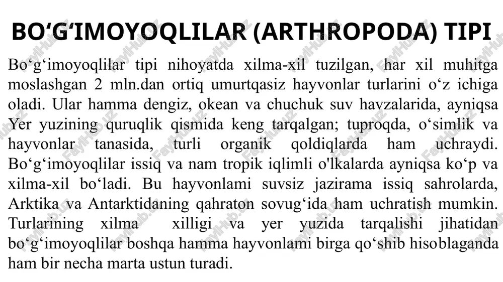 bo‘g‘imoyoqlilar (arthropoda) tipi — PPTX