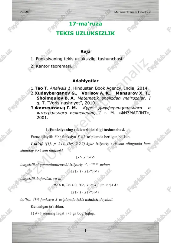 tekis uzluksizlik — DOC