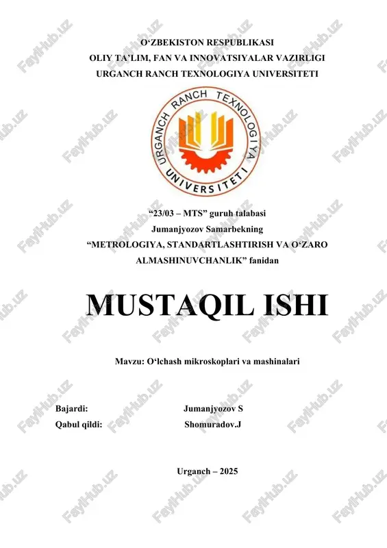 o‘lchash mikroskoplari va mashinalari — DOC