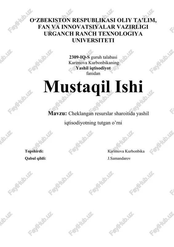 yashil iqtisodiyot — DOC