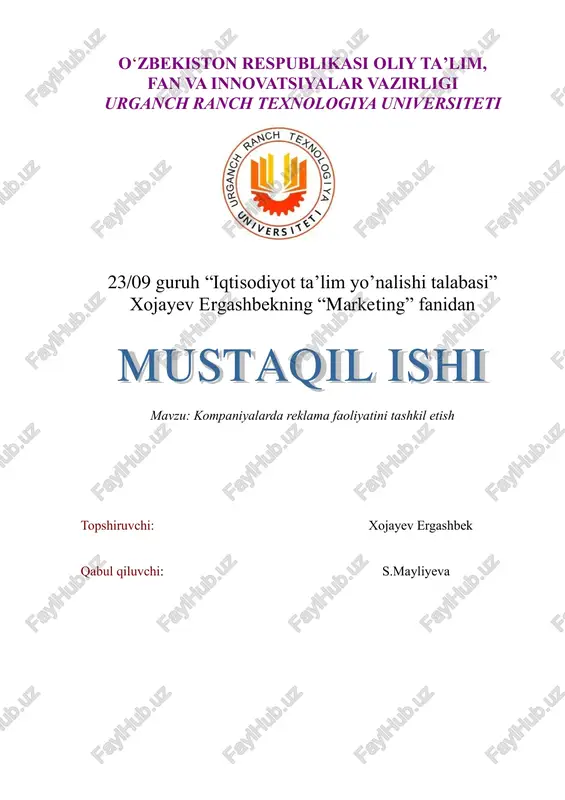 kompaniyalarda reklama faoliyatini tashkil etish — PDF