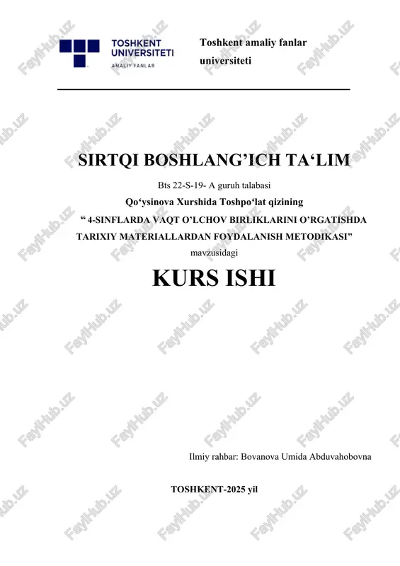 vaqtni oʻlchash va uning oʻlchov birliklari. — DOCX