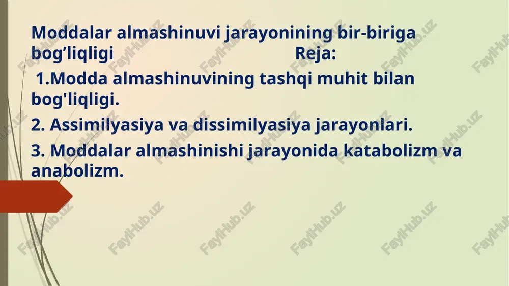 moddalar almashinuvi jarayonining bir-biriga bog’liqligi — PPTX