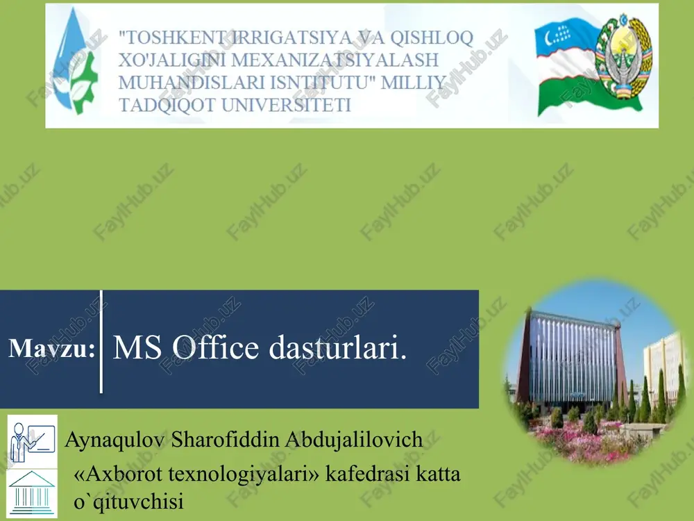 elektronjadval dasturlari — PPTX
