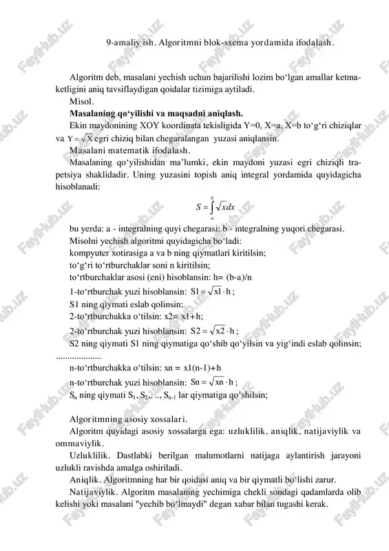 algoritmni blok-sxema yordamida ifodalash — PDF