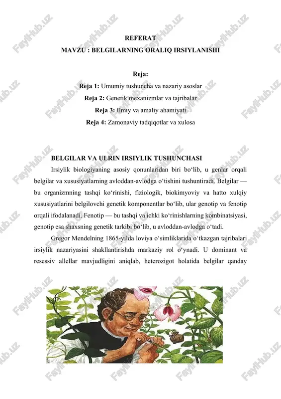 belgilarning oraliq irsiylanishi — DOCX