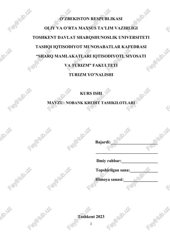 nobank kredit tashkilotlari — DOCX