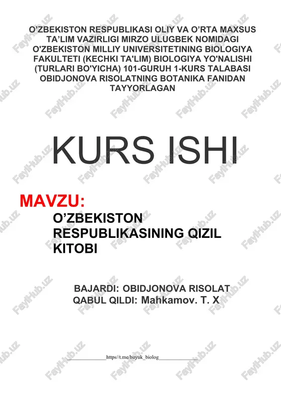o’zbekiston respublikasining qizil kitobi — DOCX