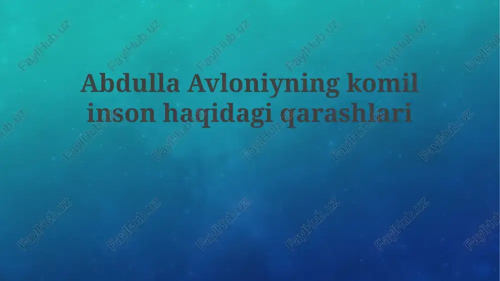 abdulla avloniyning komilinson haqidagi qarashlari — PPTX
