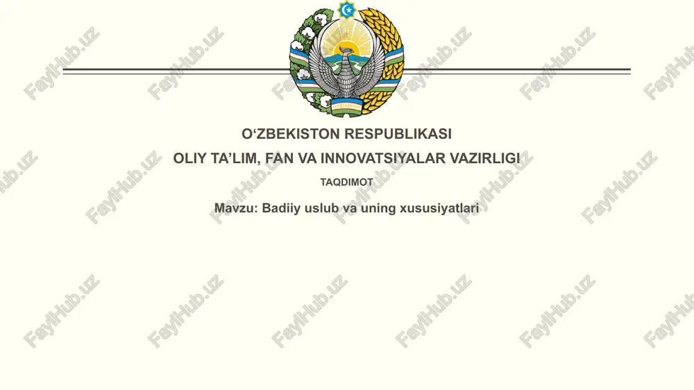 adabiy uslub: ta'rif va mohiyat — PPTX