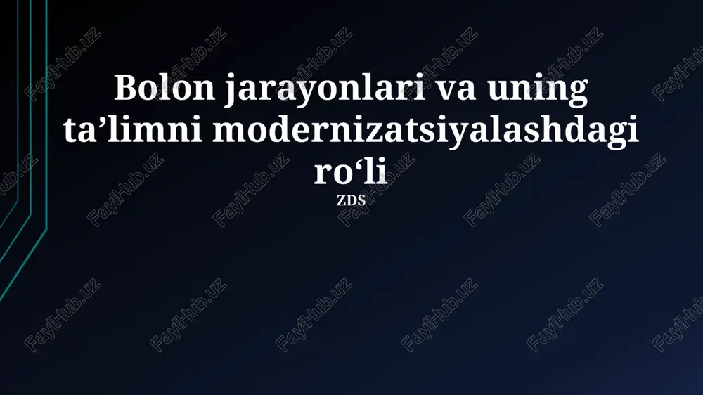 bolonya jarayonlari va uning taʼlimni modernizatsiyalashdagi roʻli — PPTX