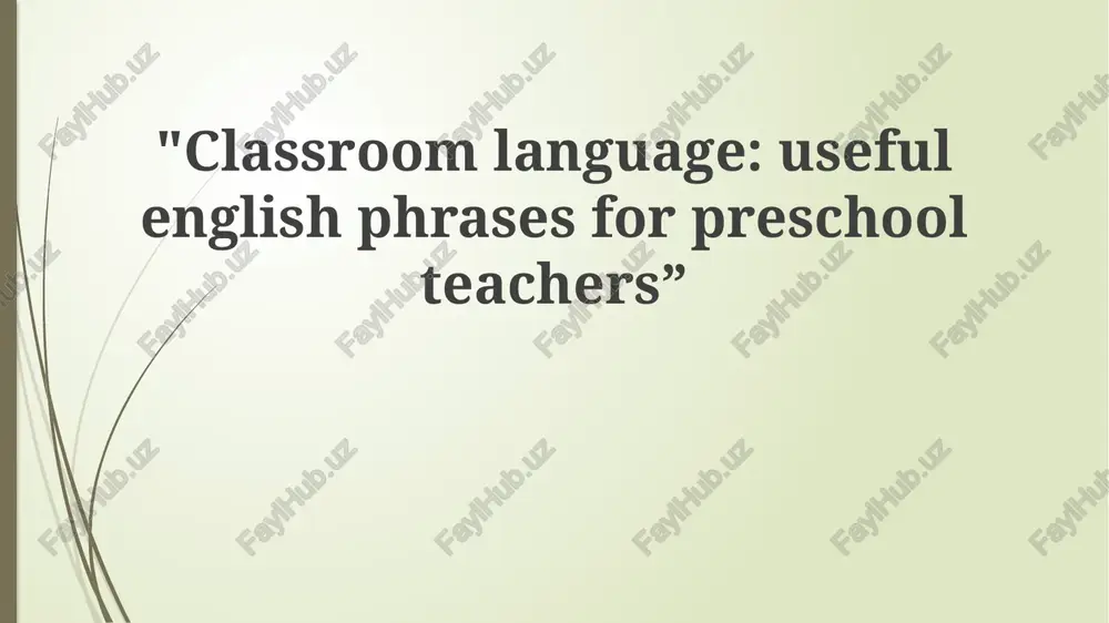 classroom language: useful english phrases for preschool teachers — PPTX