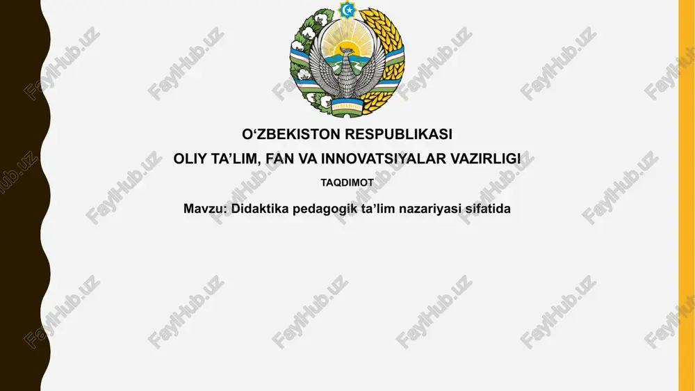 didaktika: pedagogik ta'lim nazariyasi sifatida — PPTX