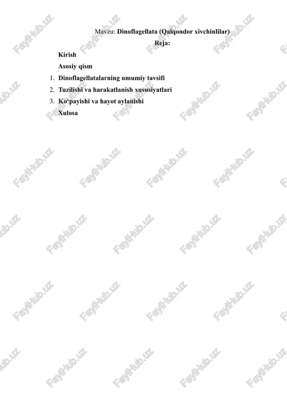 dinoflagellata (qalqondor xivchinlilar) — DOCX