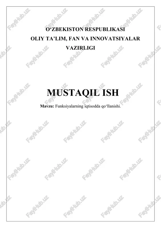funksiyalarning iqtisodda qoʻllanishi — DOCX