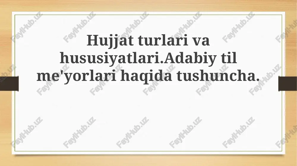 hujjatlar va adabiy til me'yorlari — PPTX