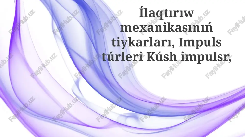 irrigatsiya mexanikasının' tiykarları — PPTX