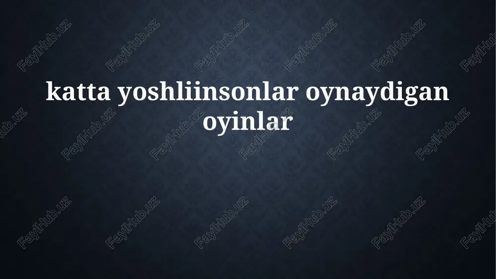 kattalar o'ynaydigan o'yinlar — PPTX