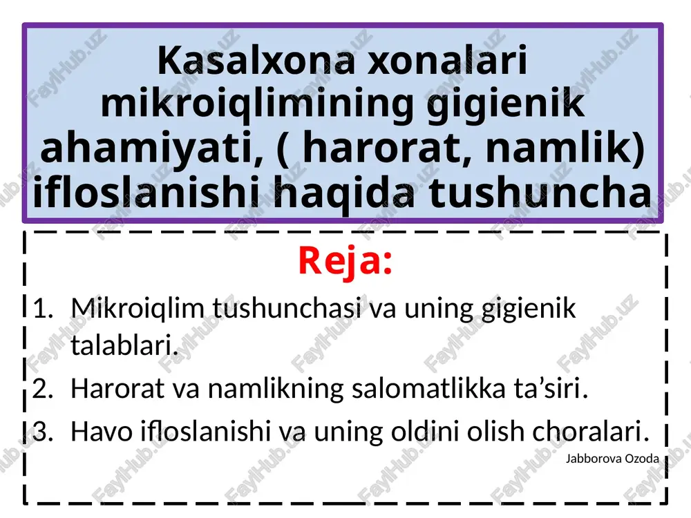 mikroiqlimning gigienikahamiyati — PPTX