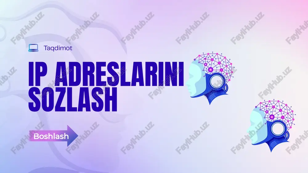 ip adreslarini sozlash — PPTX