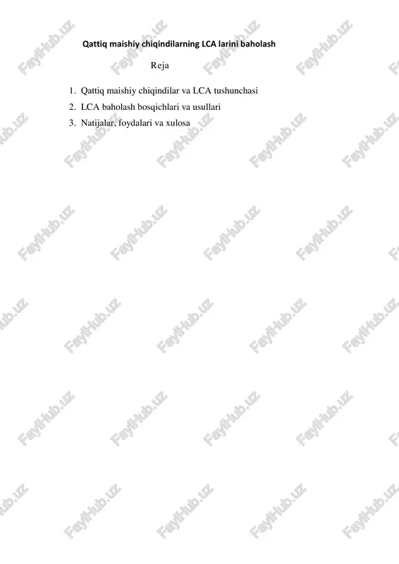 qattiq maishiy chiqindilarning lca larini baholash — PDF