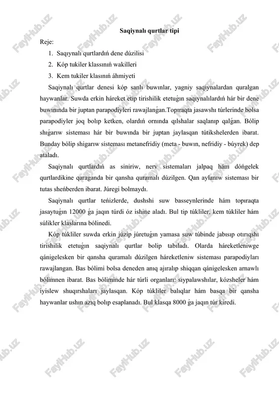 saqiynalı qurtlar tipi — DOCX