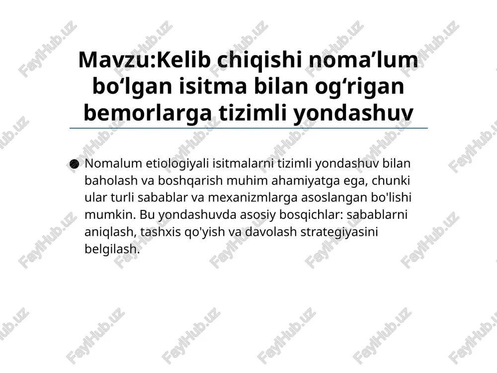 isitma bilan og‘rigan bemorlarga tizimli yondashuv — PPTX