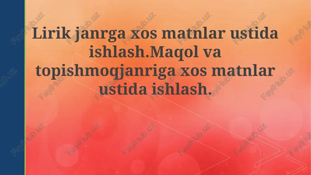 lirik janrga xos matnlar bilan ishlash — PPTX
