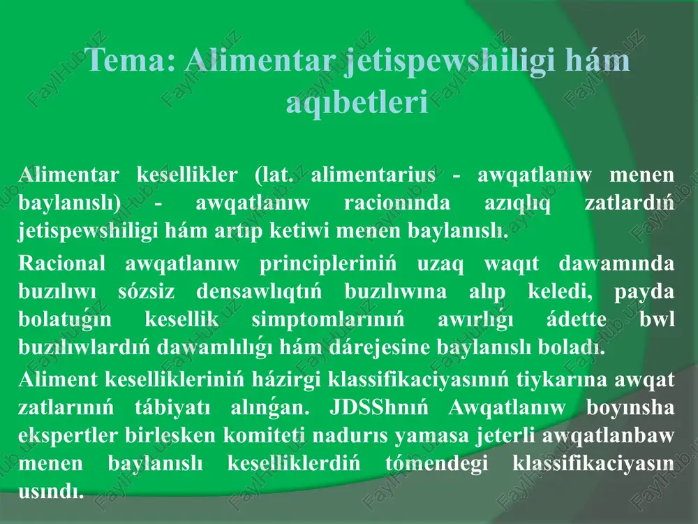 alimentarjetispewshiligihám aqıbetleri — PPTX