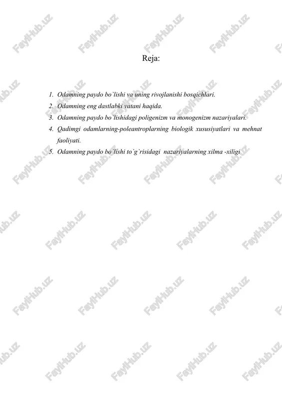 insonning paydo bo`lishi va rivojlanishi — DOCX