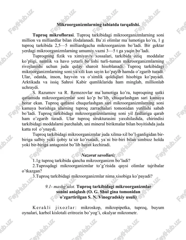 tuproq mikroflorasi — DOCX