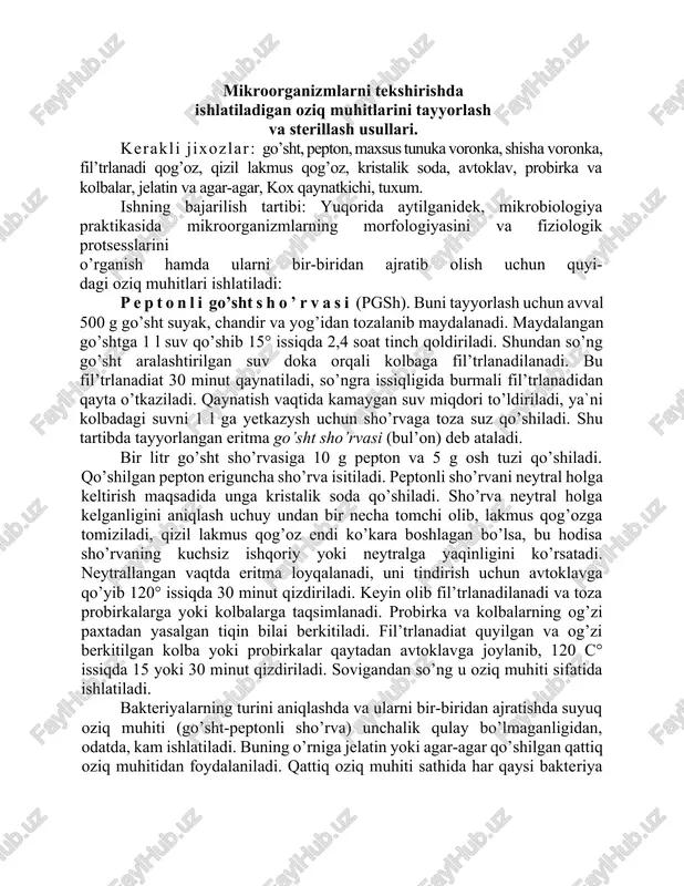 peptonli go'sht sho'rvasi (pgsh) — DOCX
