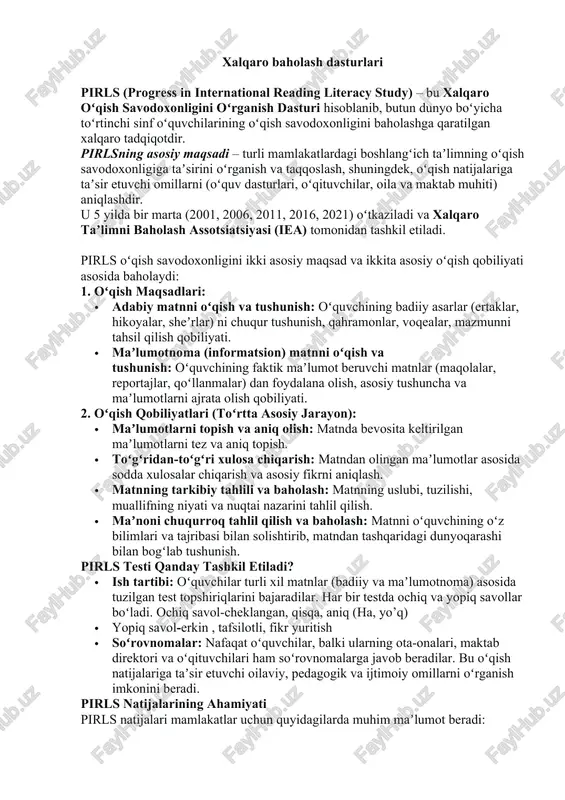 xalqaro baholash dasturlari — DOCX
