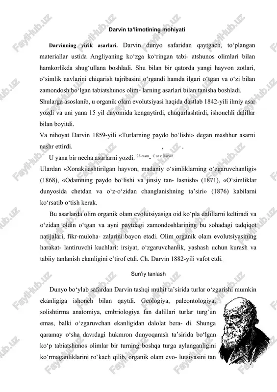 darvin ta’limotining mohiyati — DOCX