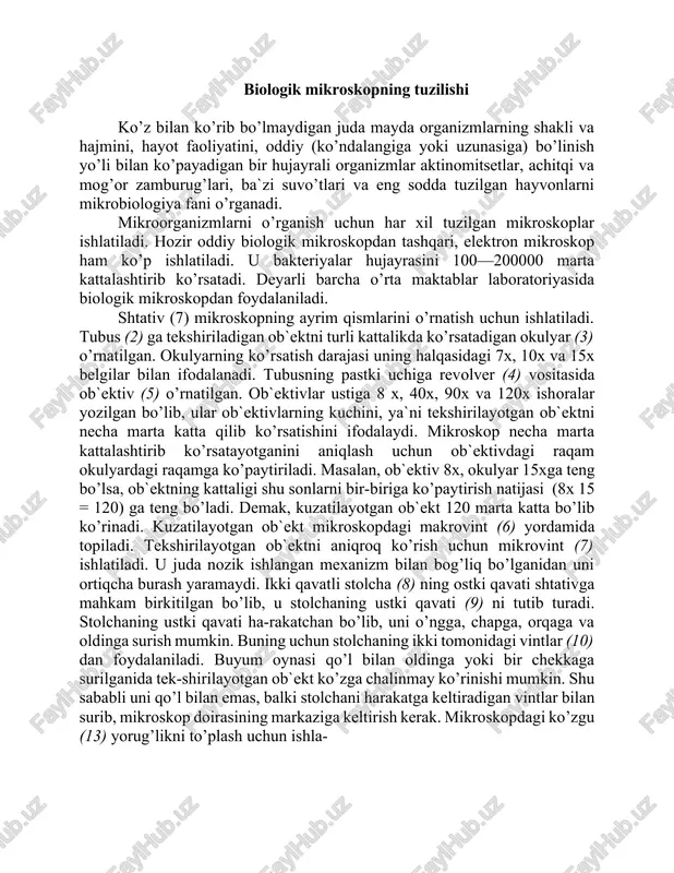 biologik mikroskopning tuzilishi — DOCX