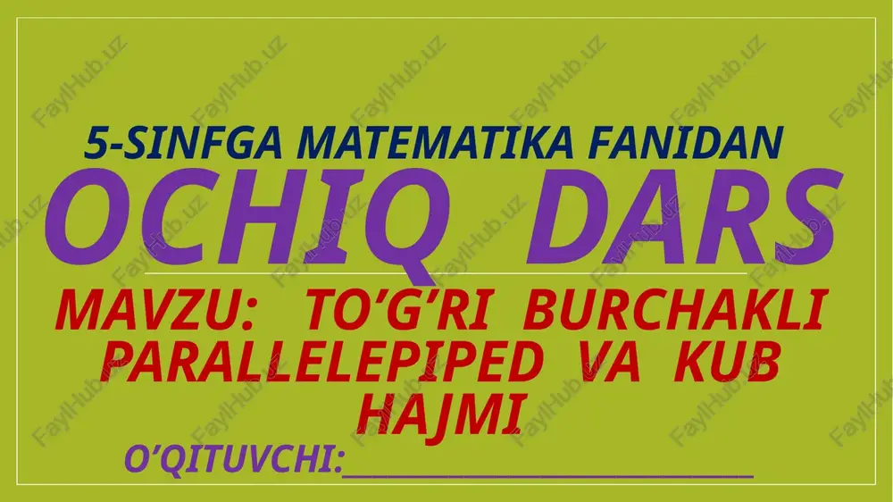 to’g’ri burchakli parallelepiped va kub — PPTX