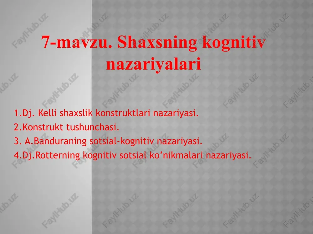 dj. kellishaxslik konstruktlari nazariyasi — PPTX